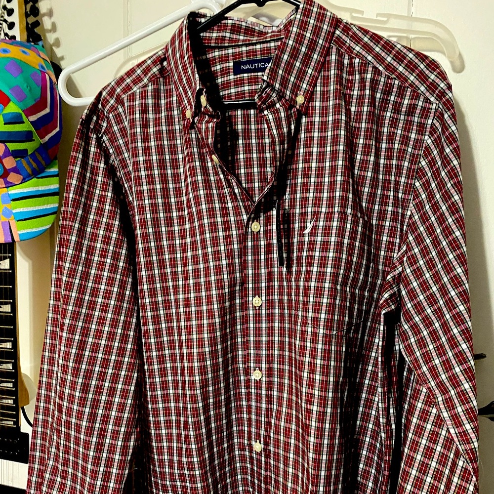 Nautica Men’s Red & White Checked Shirt
